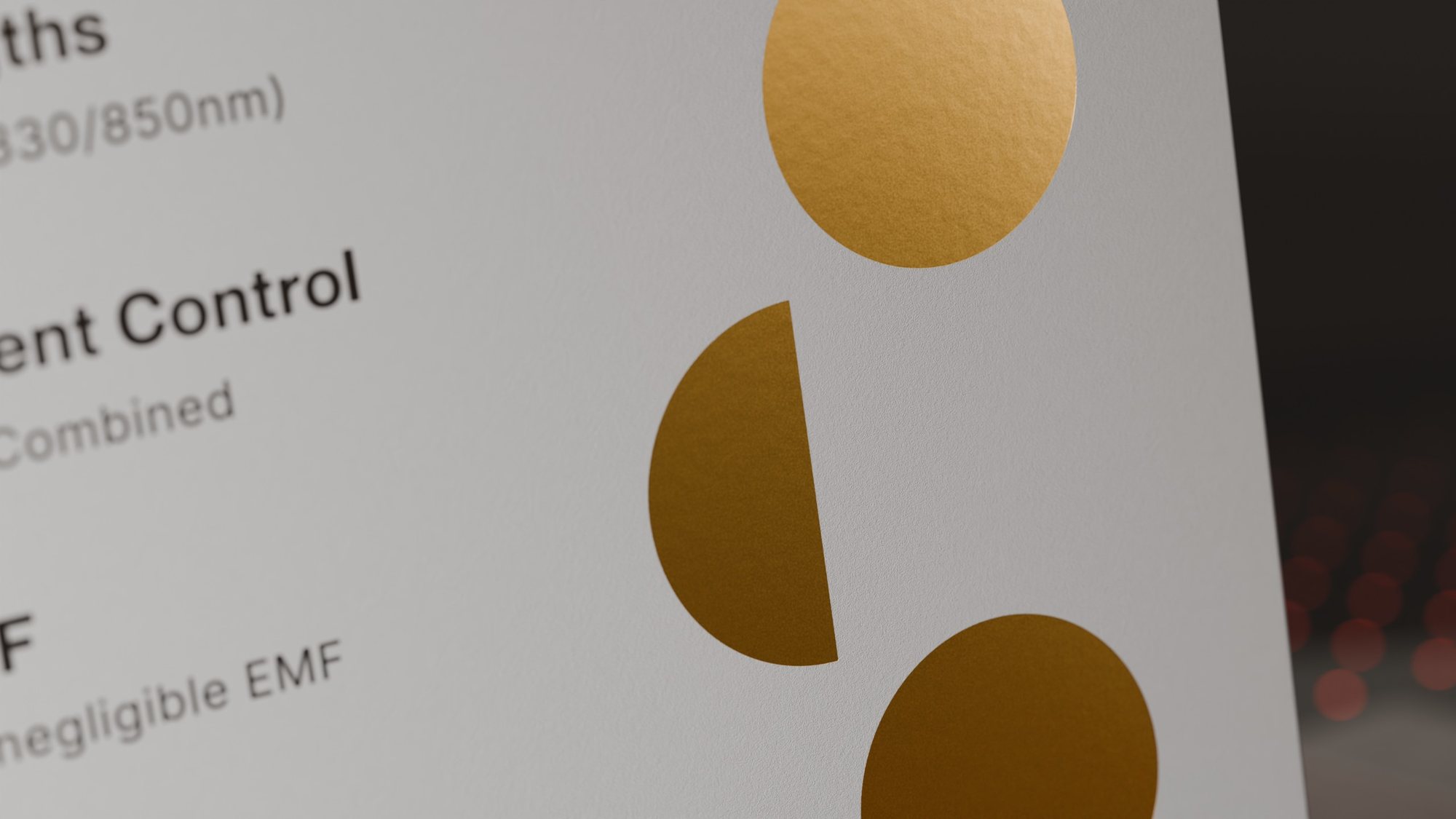 Gold foil detail on the box