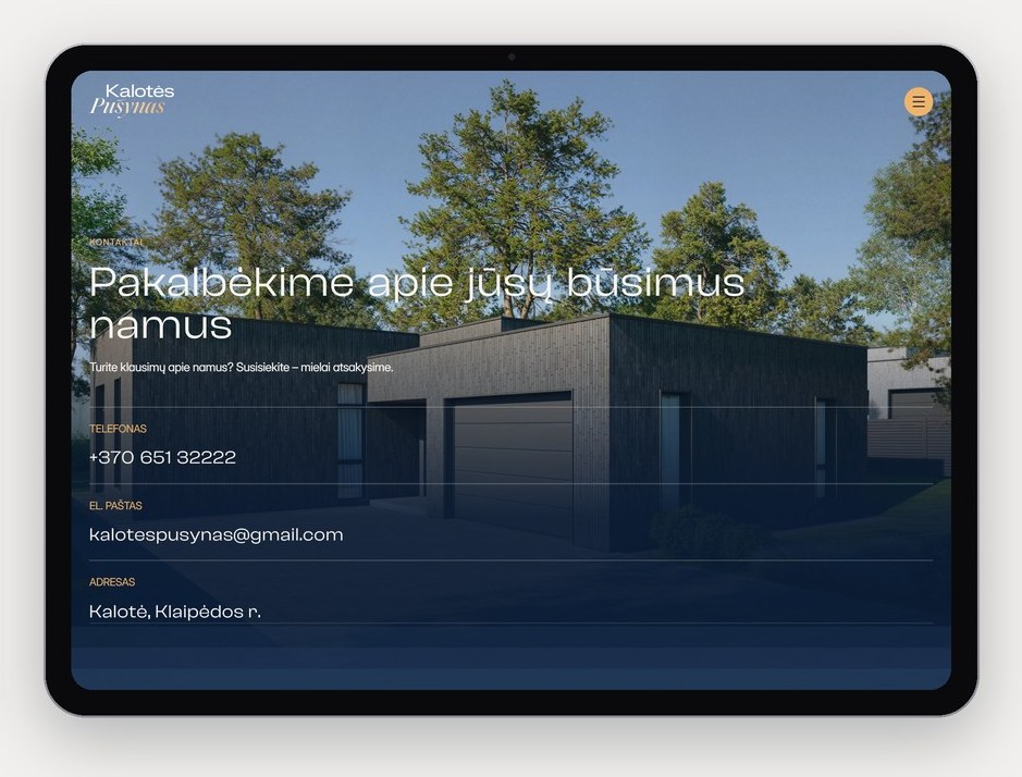 Tablet: the Contacts page