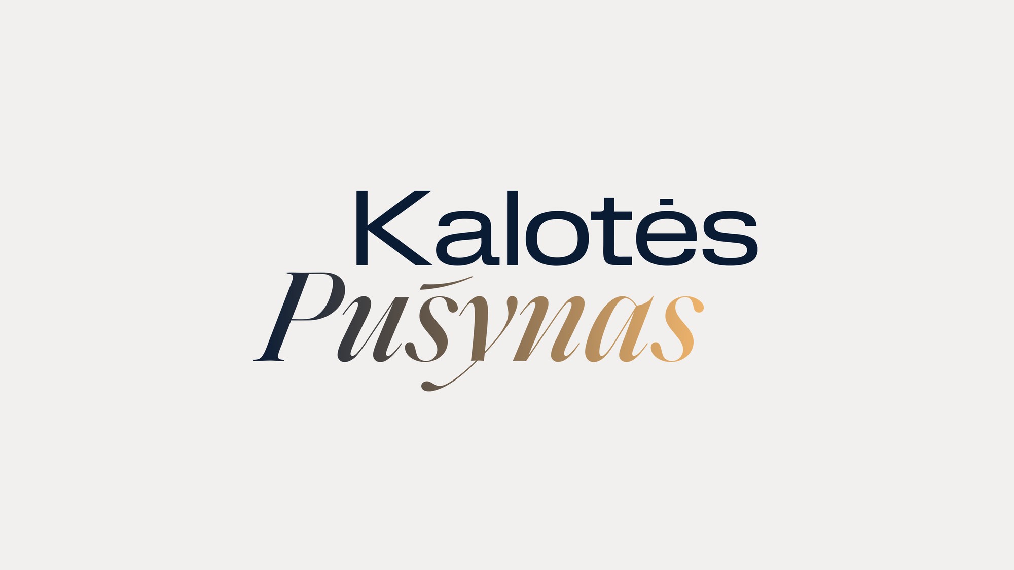 The Kalotės Pušynas wordmark, the italic warming from deep blue to gold